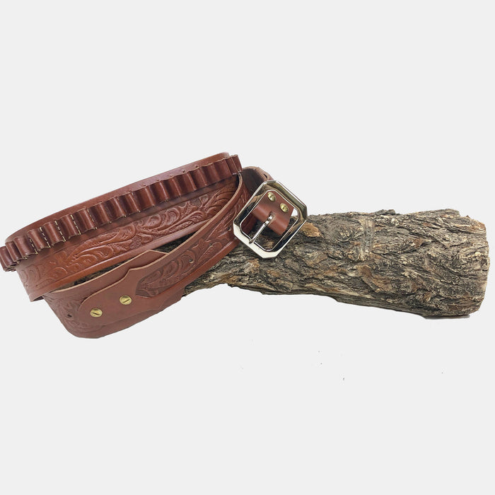 Embossed Adjustable Revolver Cartridge Belt - 2.5"